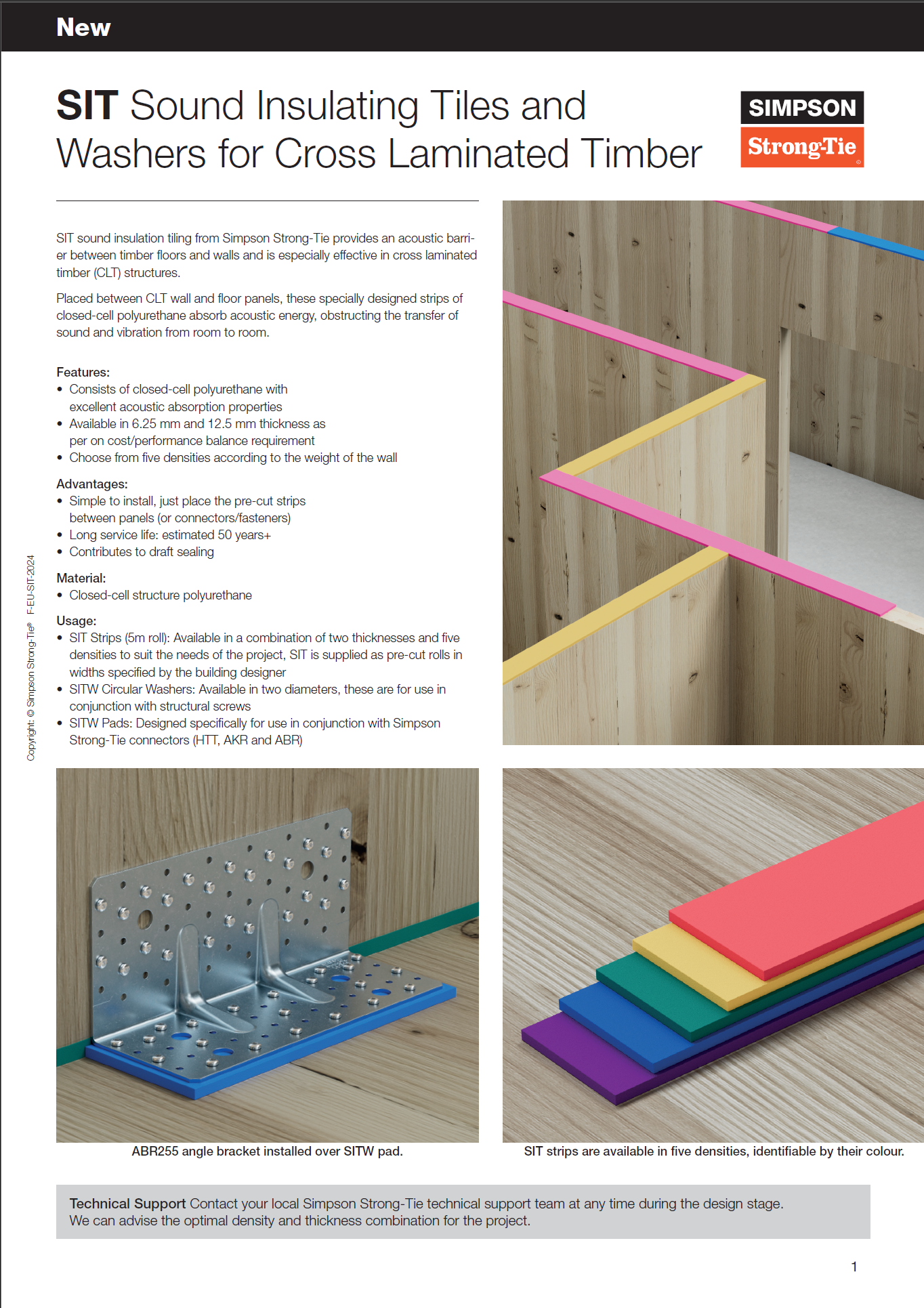 SIT - Sound Insulating Tiles and Washers for Cross Laminated Timber