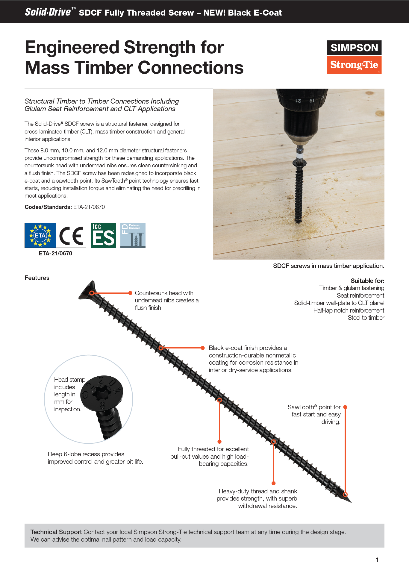 SCCF - Fully Threaded Screw, Countersunk head