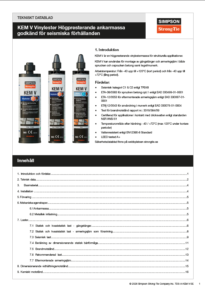 Technical data sheet KEM V