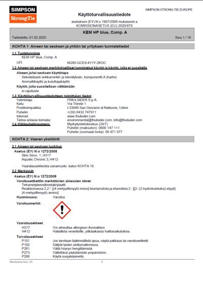 Safety data sheet KEM HR