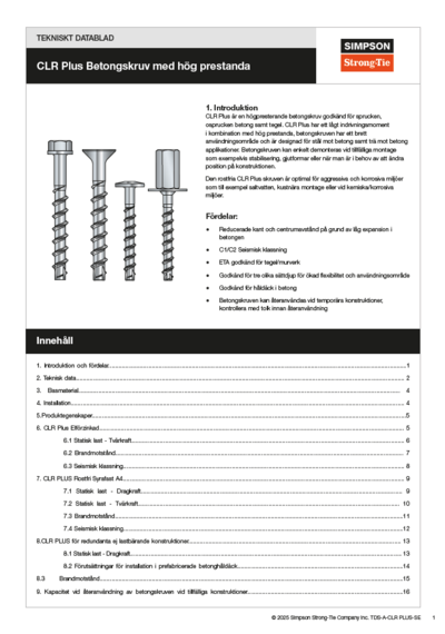 Technical data sheet CLR Plus