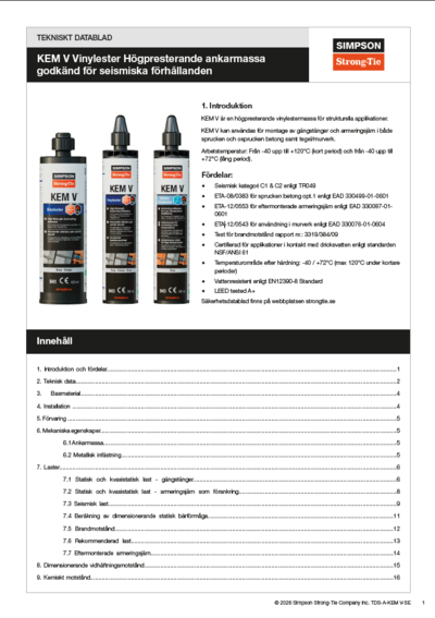 Technical data sheet KEM V