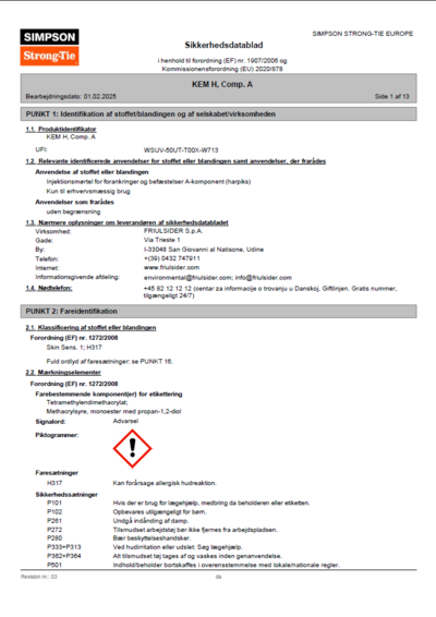 Safety data sheet KEM H